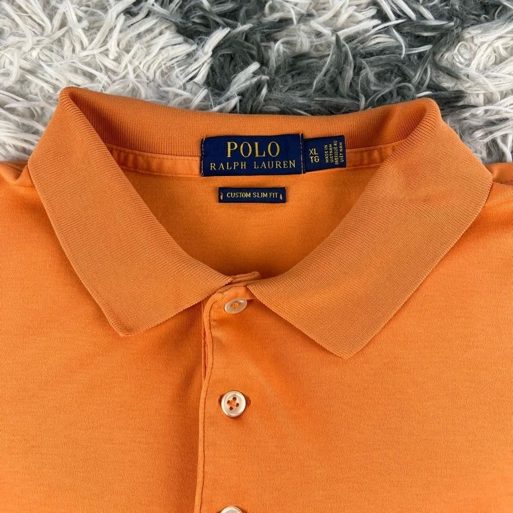 Polo Ralph Lauren Men's Orange Custom Slim Fit Polo Shirt Size XL